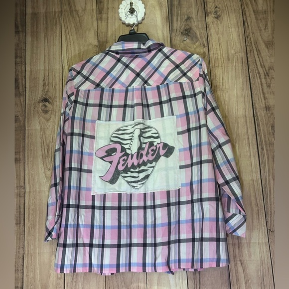 NWT UpCycled Fender themed Graphic Flannel size XXL - Picture 1 of 8
